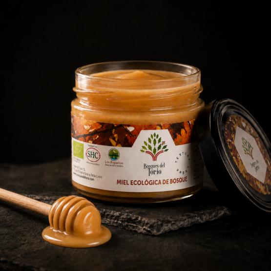 Miel cristalizada ecológica de Bosque con textura crema 400 gr.